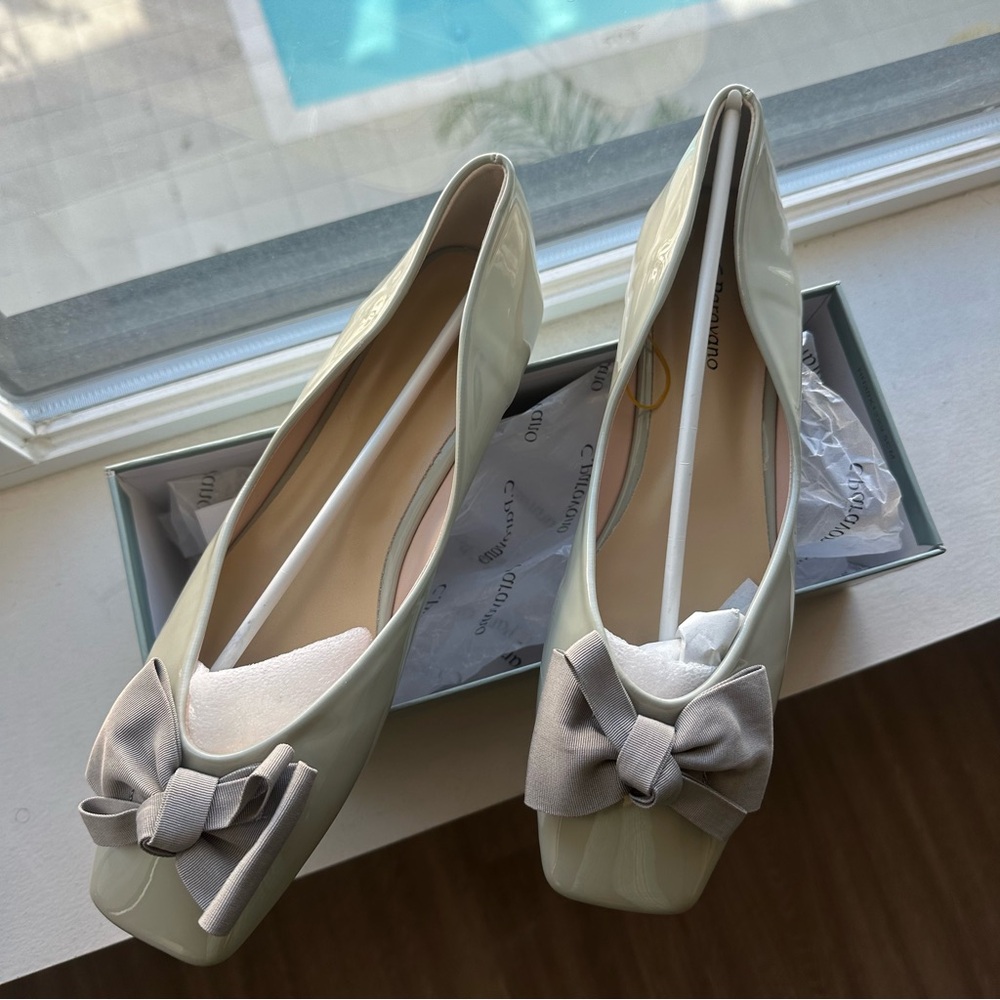 Patent Leather Bow Flats C. Paravano